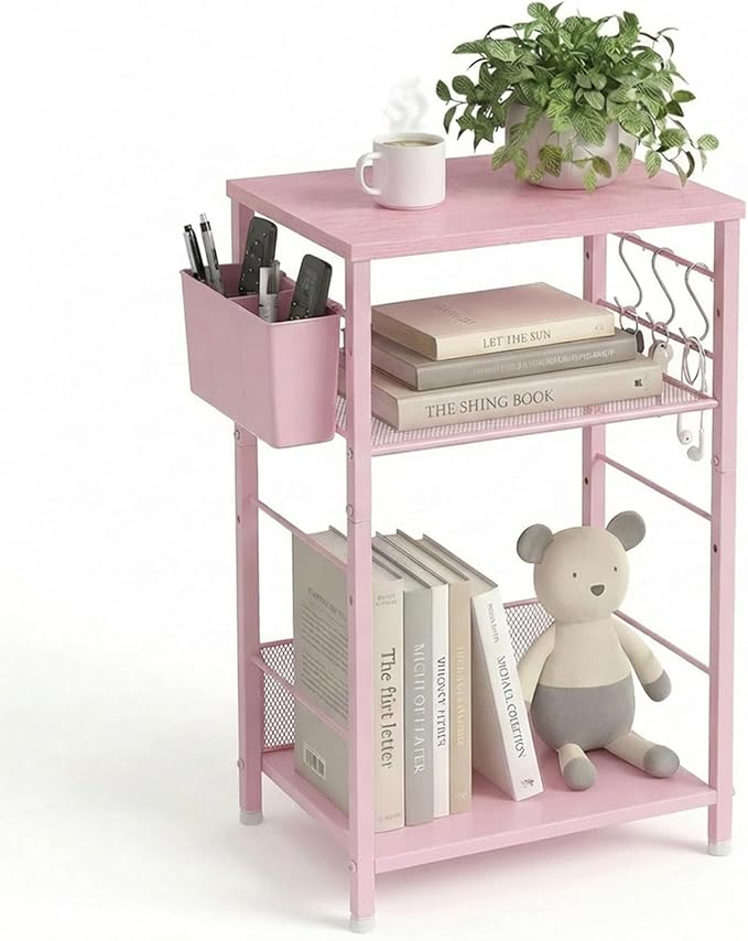 Purple Kids Nightstand 3-Tier Small Side Table
