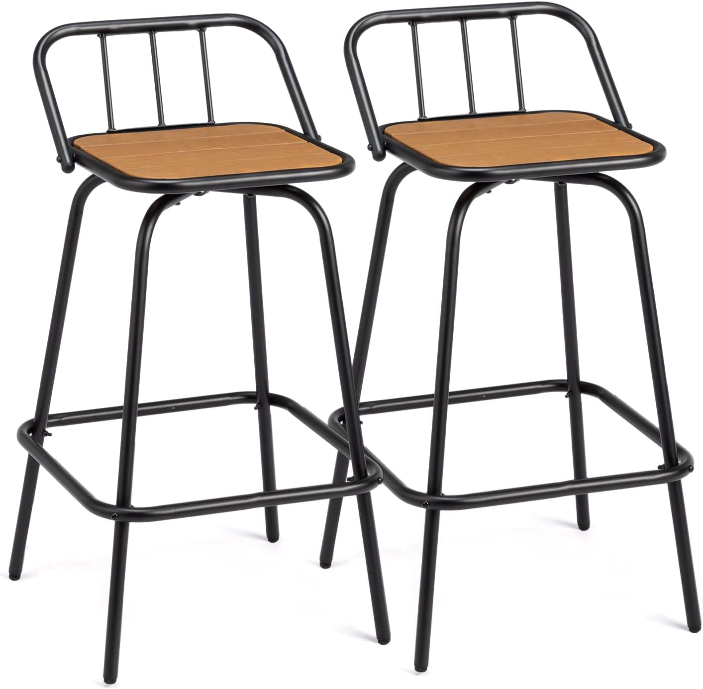 Outdoor Swivel Bar Stools 30 Inch with Backrest