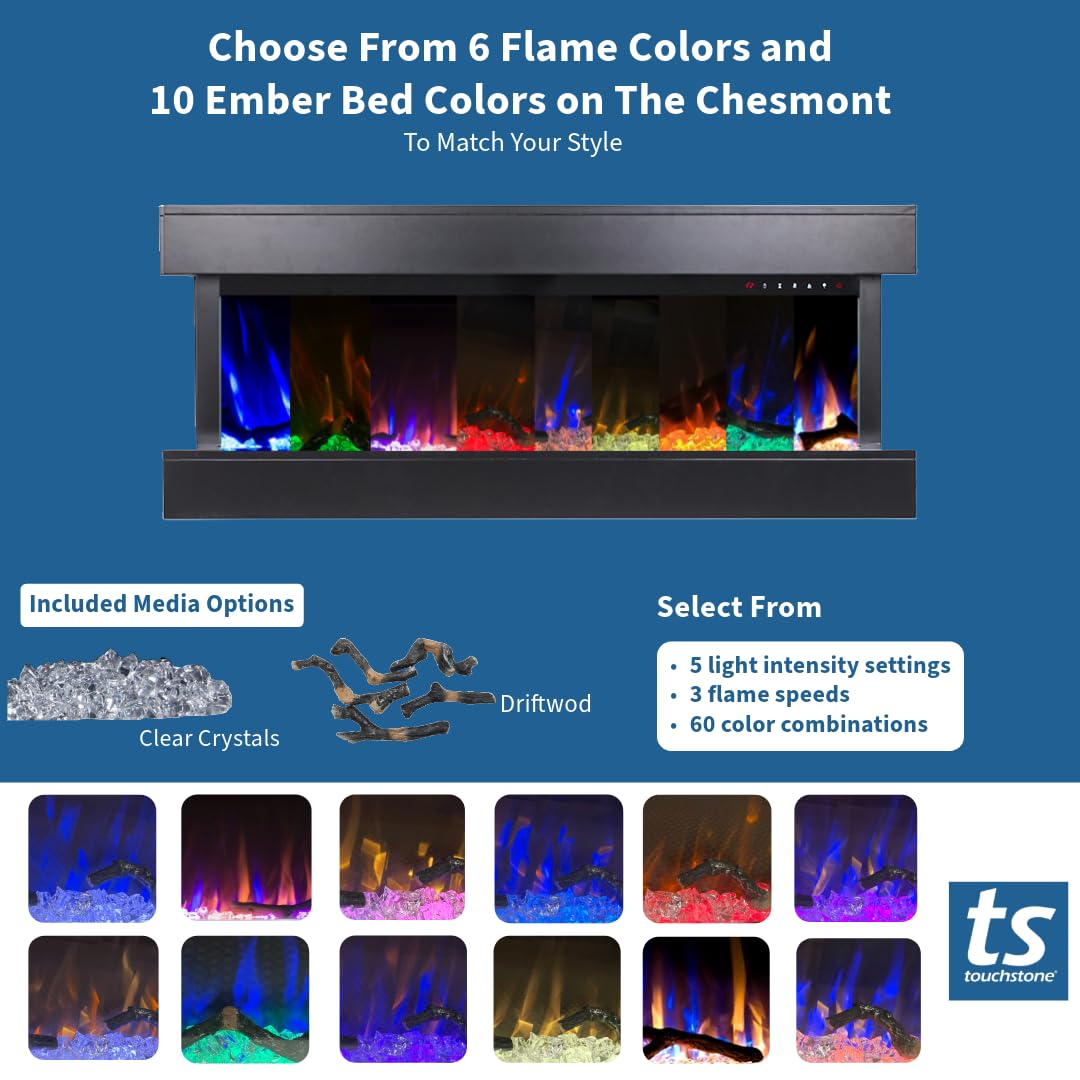 50" Smart Electric Fireplace with Black Floating Mantle