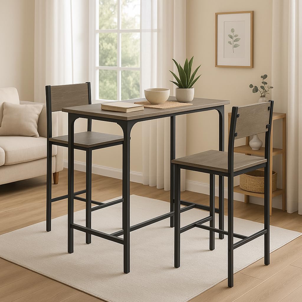 3 Piece Counter Height Bar Table Set with Stools