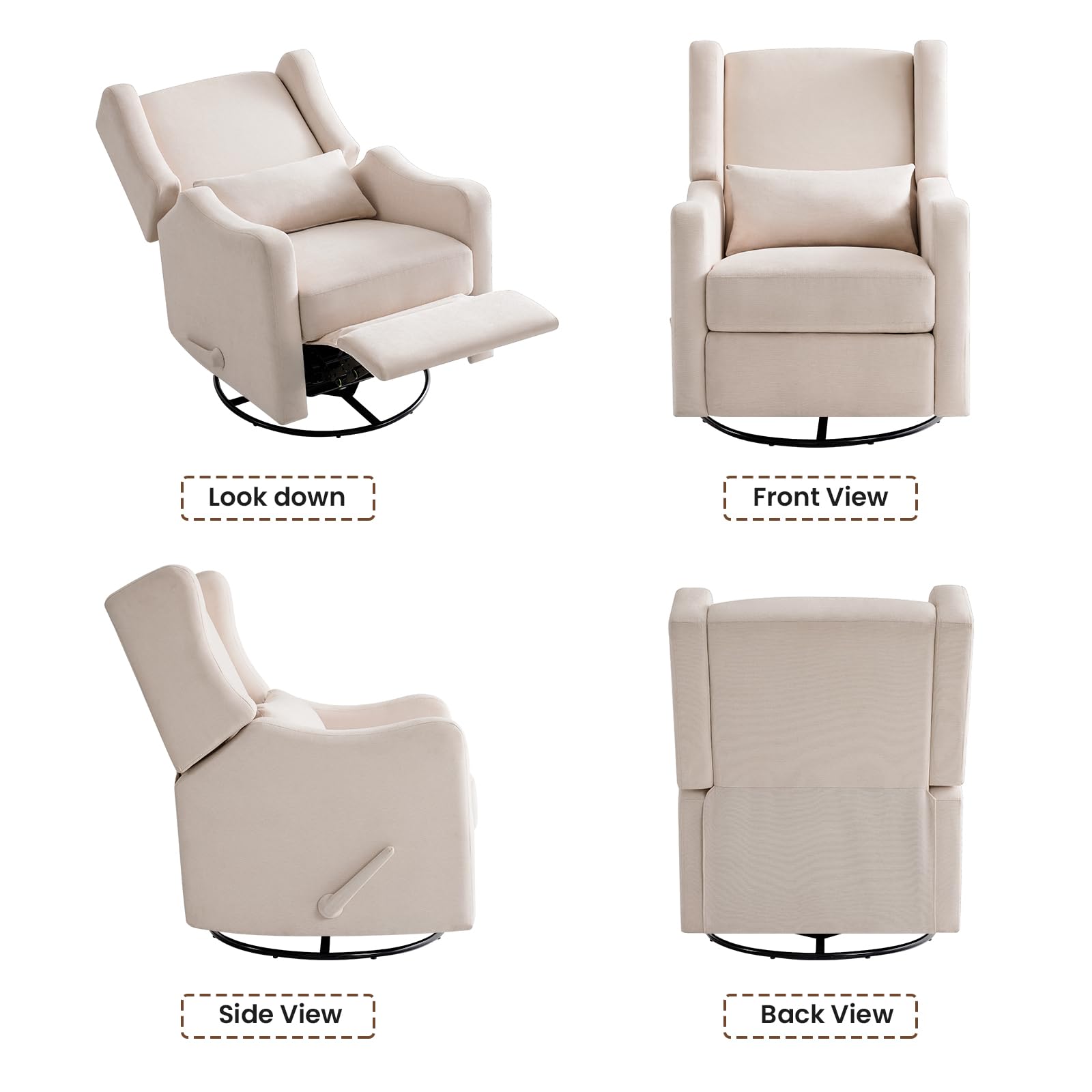 Wingback Glider Rocking Recliner Chair with Lumber Support