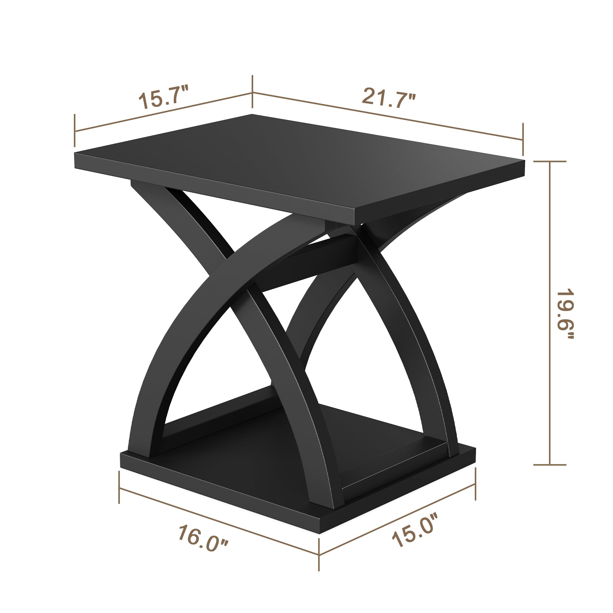 End Side Table Set of 2 with Storage Shelf