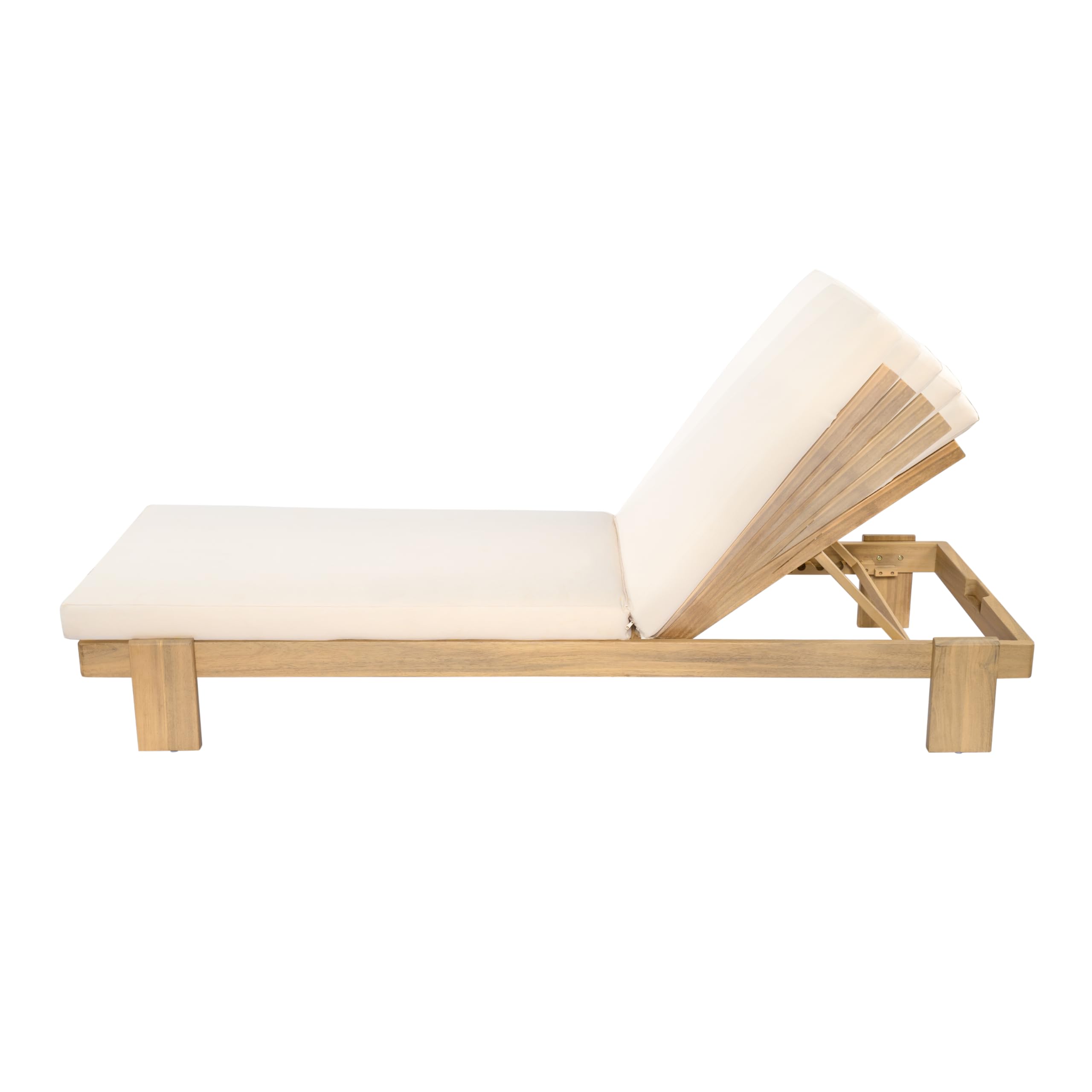 Acacia Wood Chaise Lounge Chair Set of 2 with Cushions