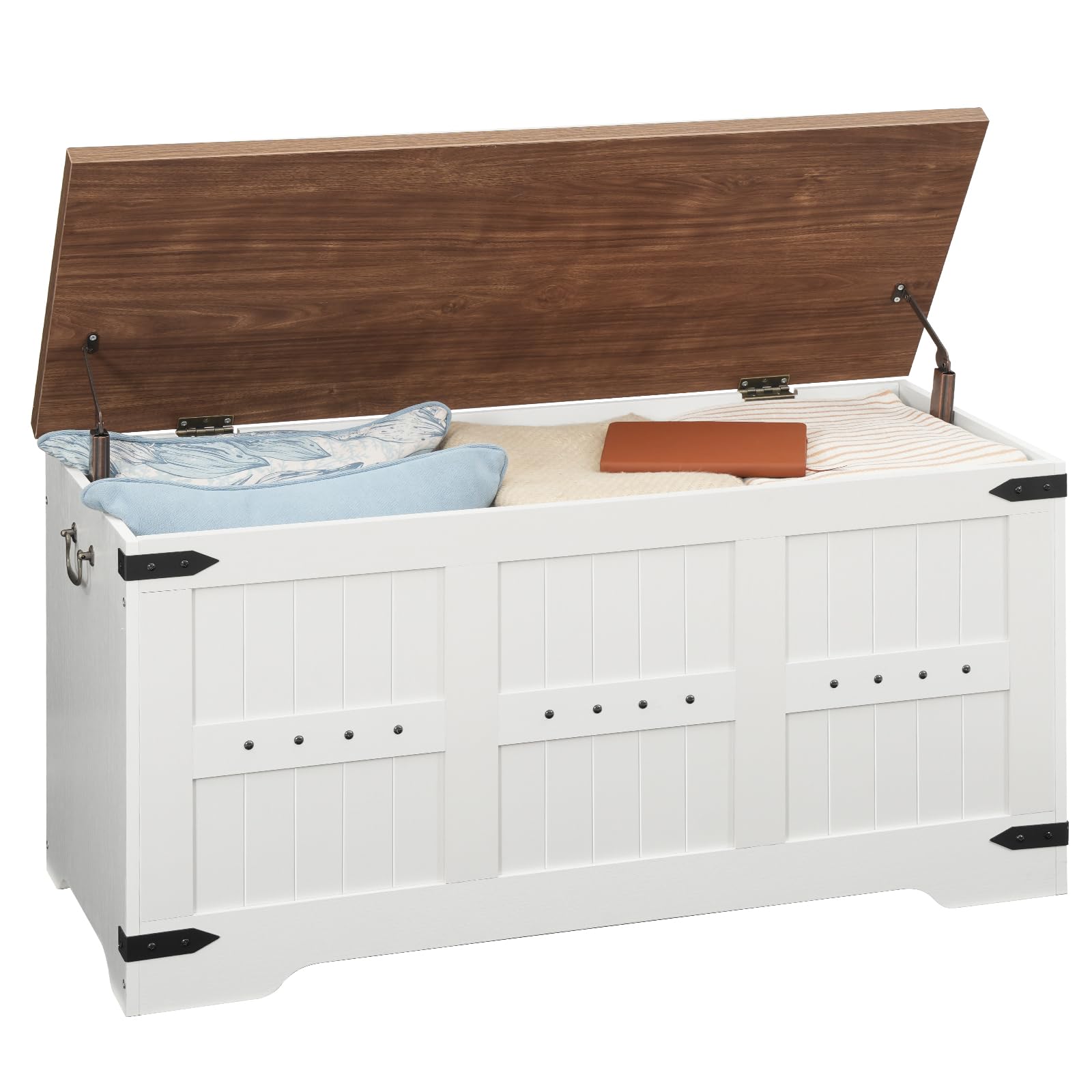 Farmhouse Storage Bench with Safety Hinges