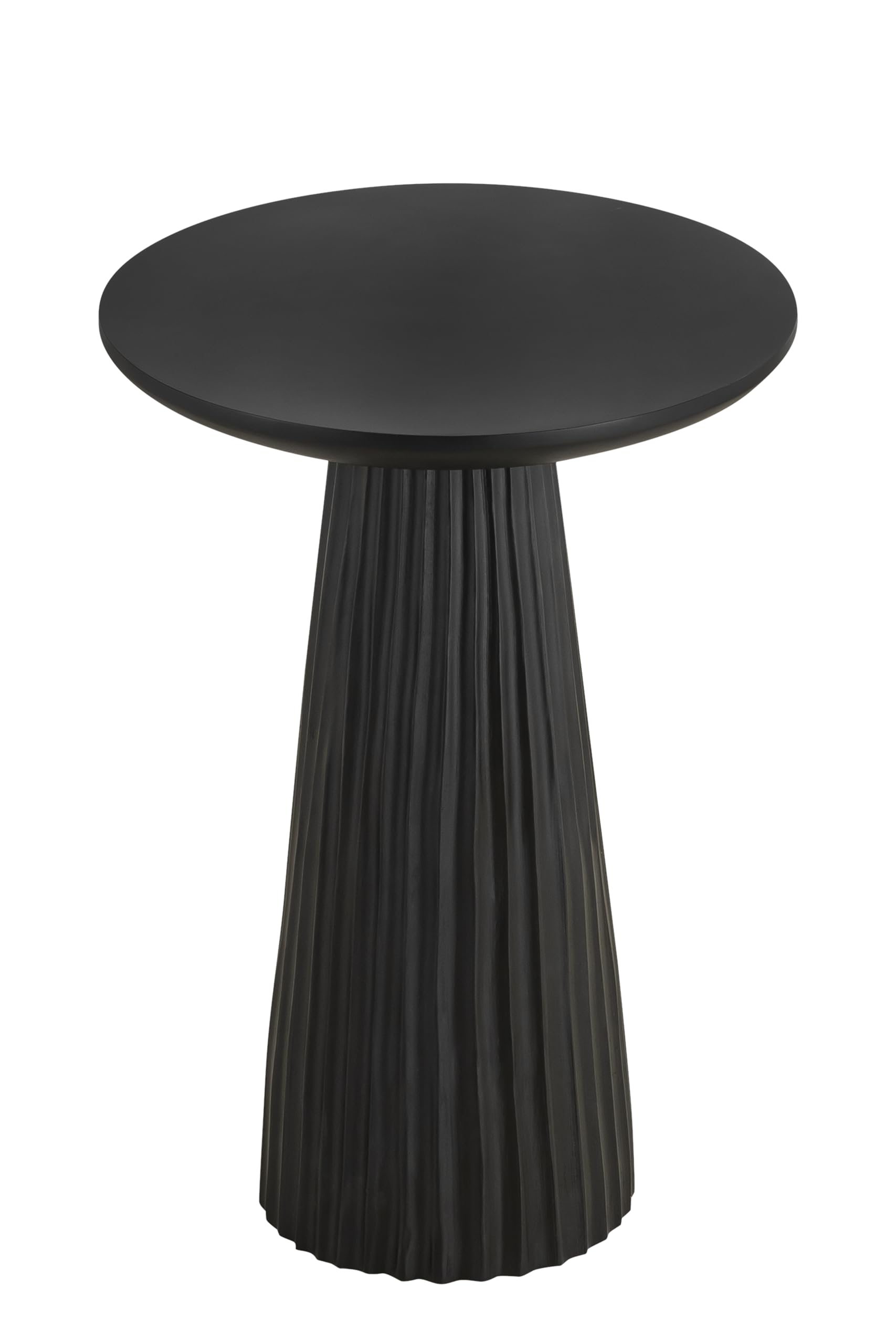Black Ribbed Mango Wood Round Side Table