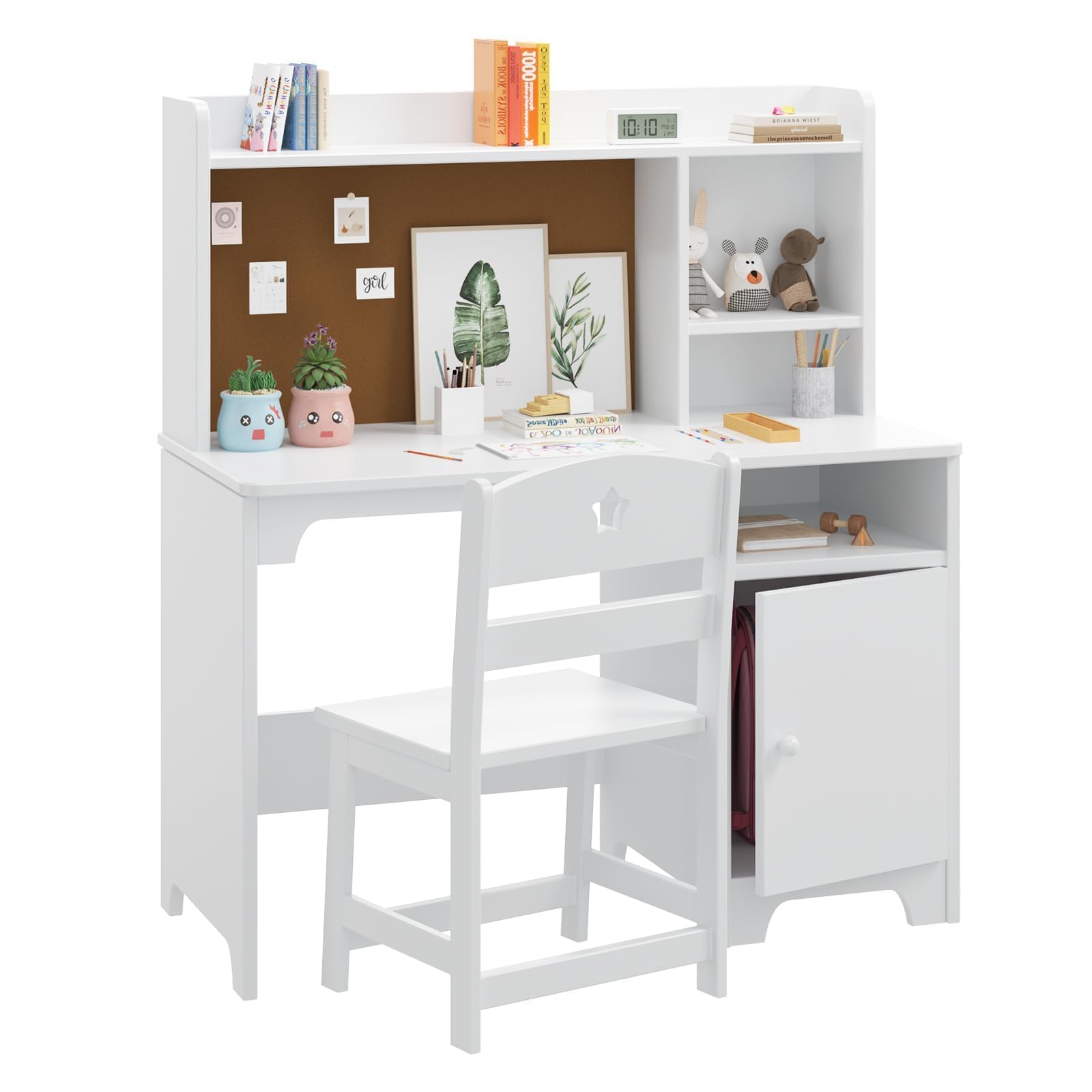 Kids Desk and Chair Set with Hutch