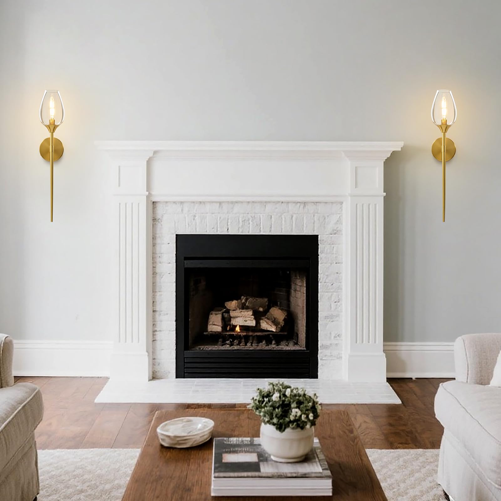 Gold Glass Wall Sconce Light with Flower Shade