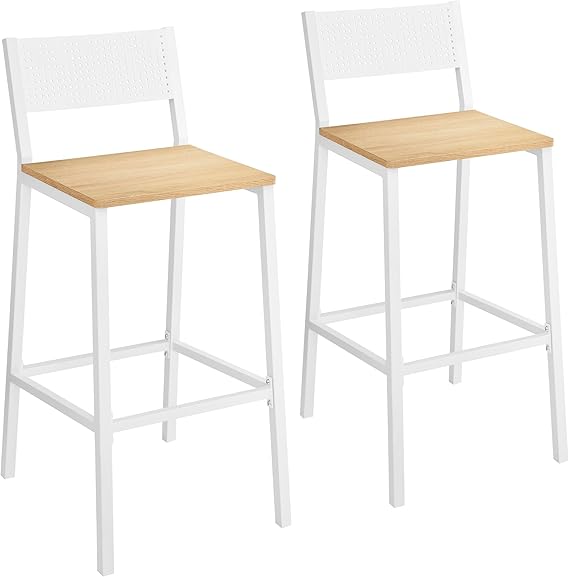 Rustic Brown Bar Stool with Backrest