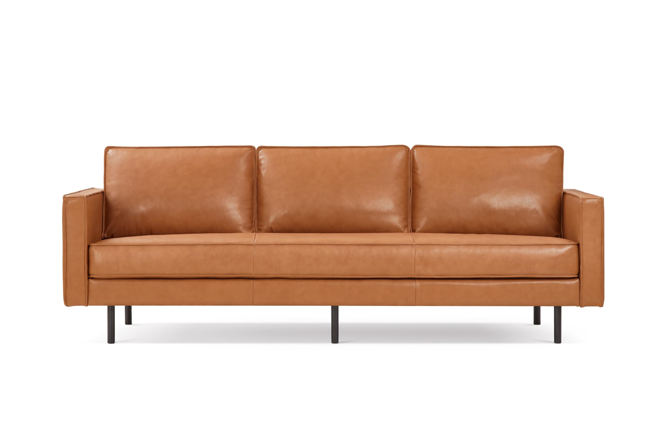 90" Italian Nappa Leather Sofa Cognac