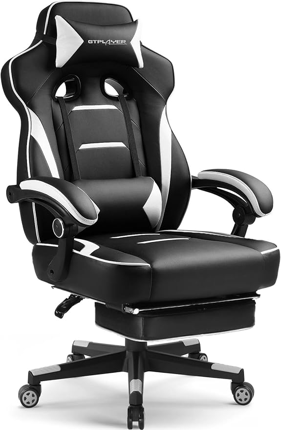 Gaming Chair with Footrest and Lumbar Support