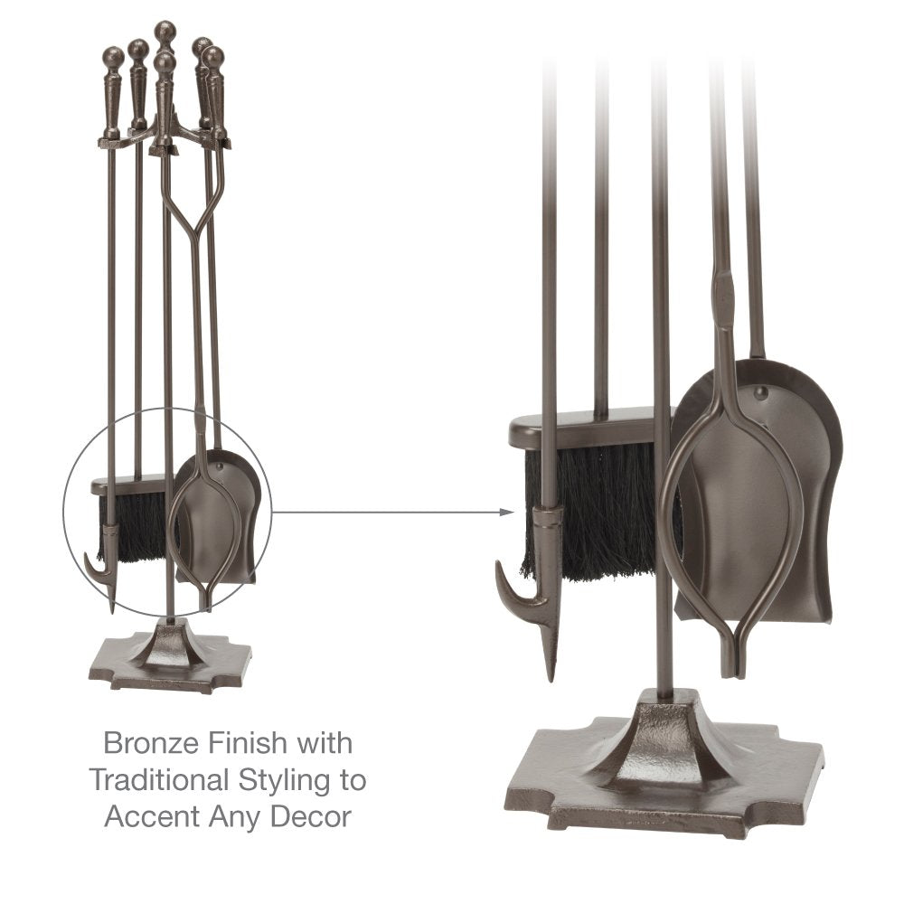5-Piece Bronze Fireplace Tool Set