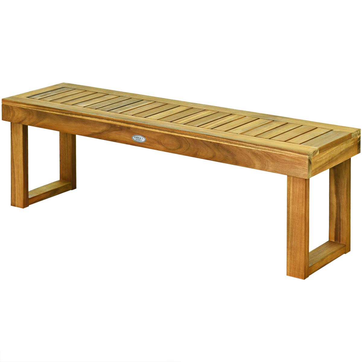 52" Acacia Wood Outdoor Bench with Slatted Seat