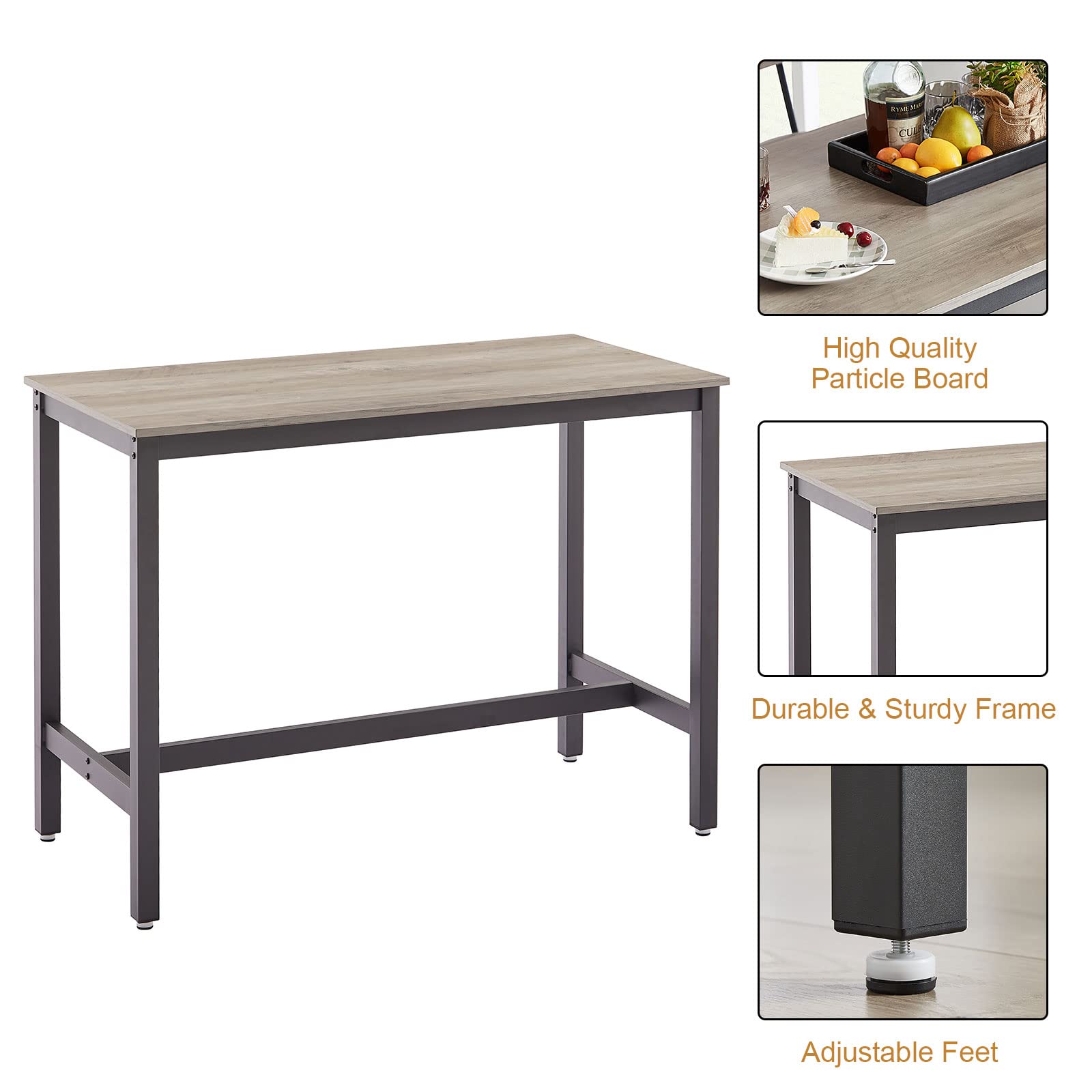 5-Piece Bar Table Set with Upholstered Stools