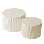 Nesting Coffee Table Set of 2 Round Drum Side Tables