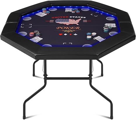 10-Player Foldable Poker Table with Cup Holders