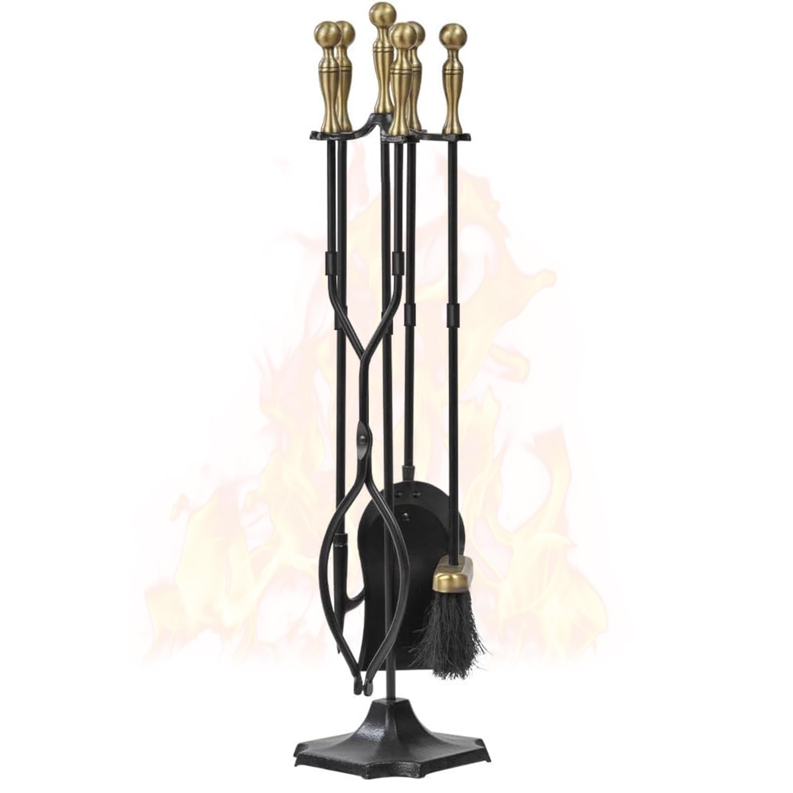 5-Piece Brass Fireplace Tool Set