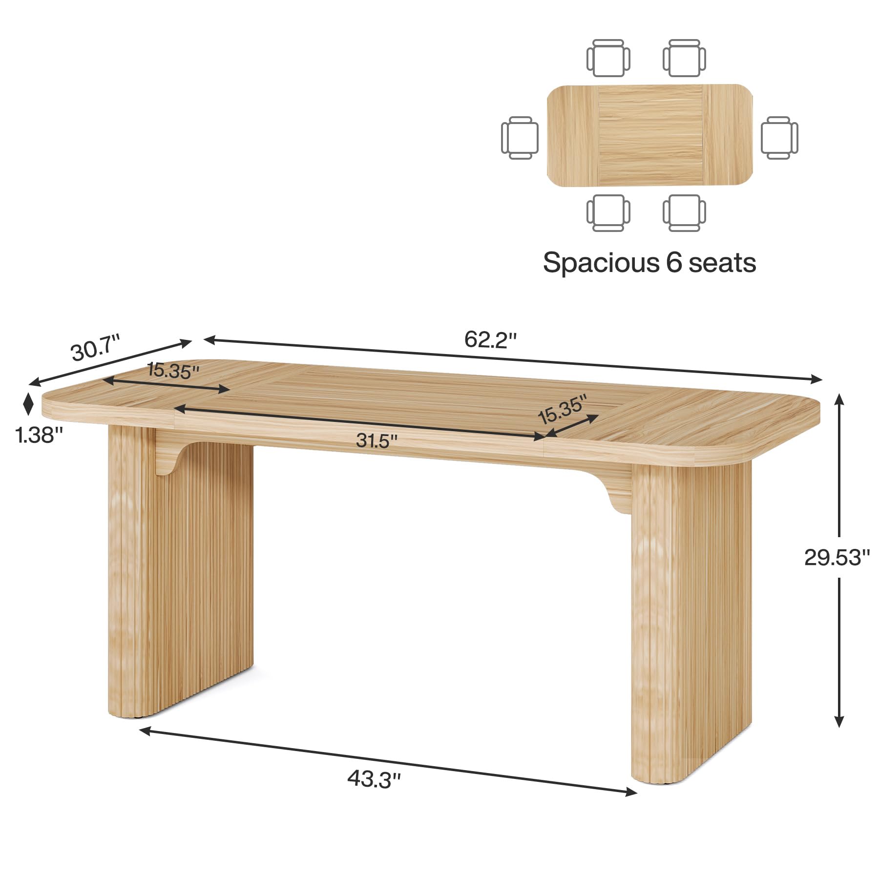 Modern Dining Table for 6 People