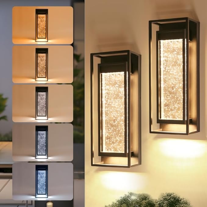 Outdoor Wall Light Fixture with Crystal Glass