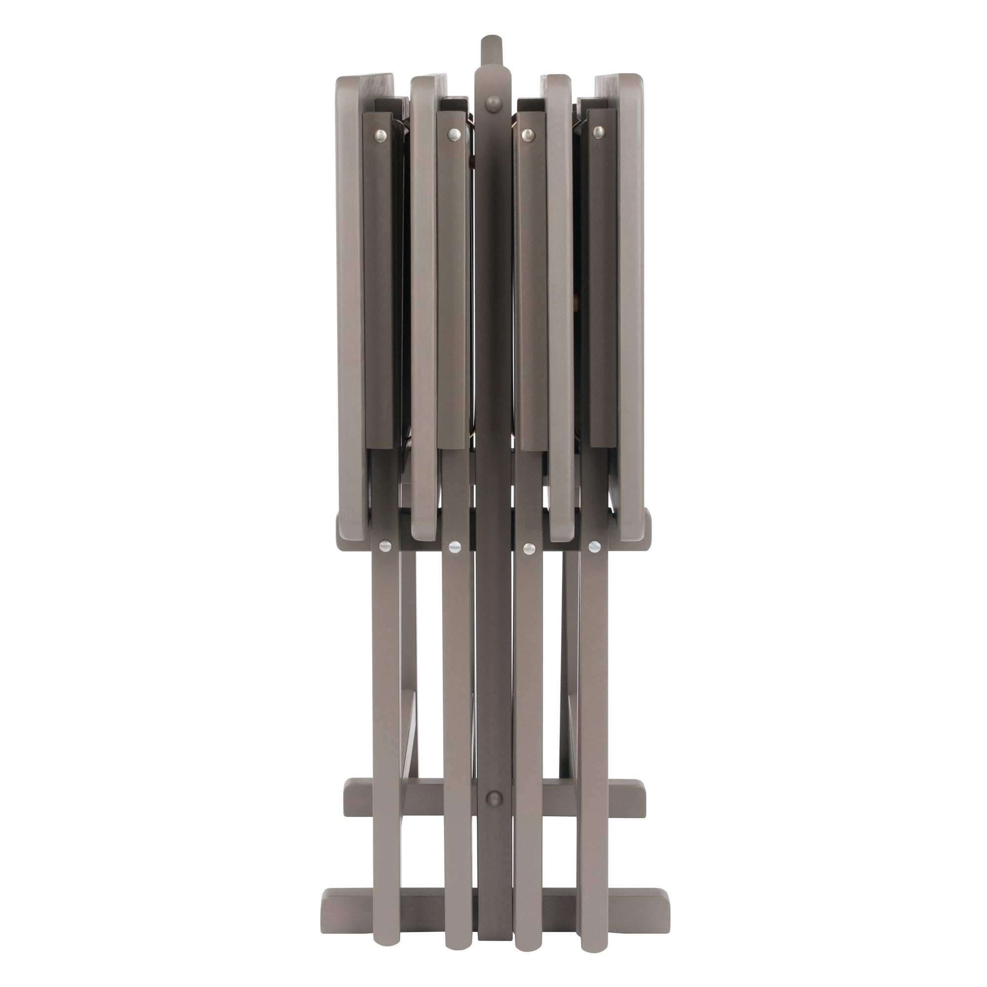 4 Snack Tables with Storage Stand Oyster Gray