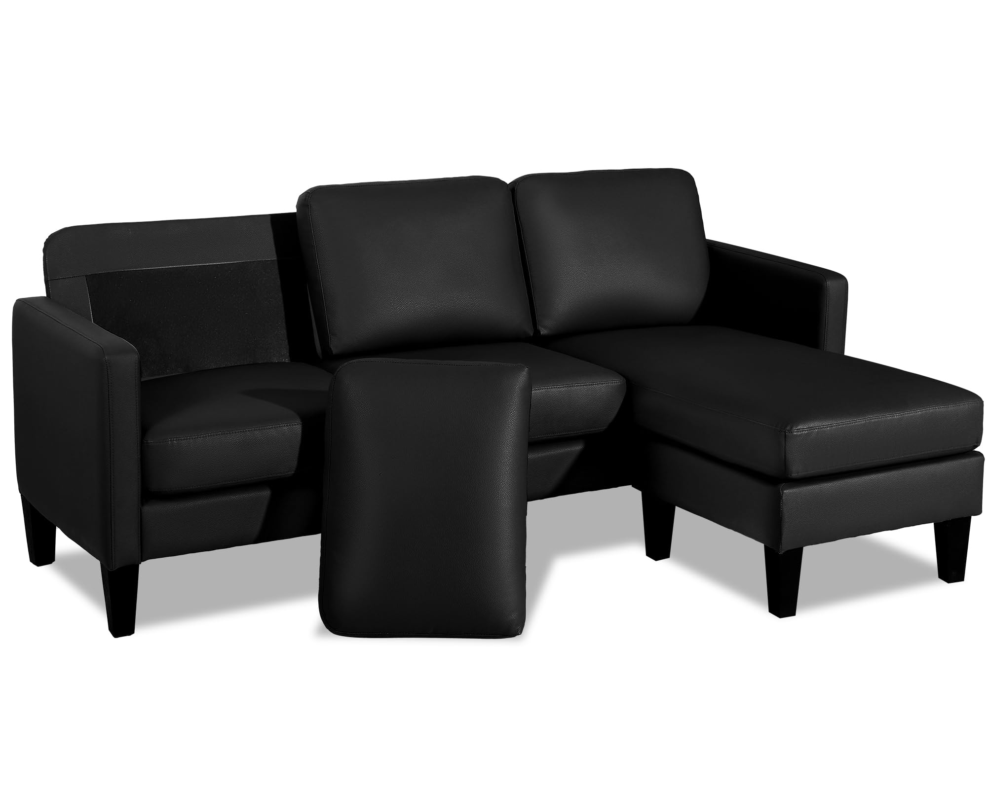 Faux Leather L-Shaped Sectional Sofa with Reversible Chaise