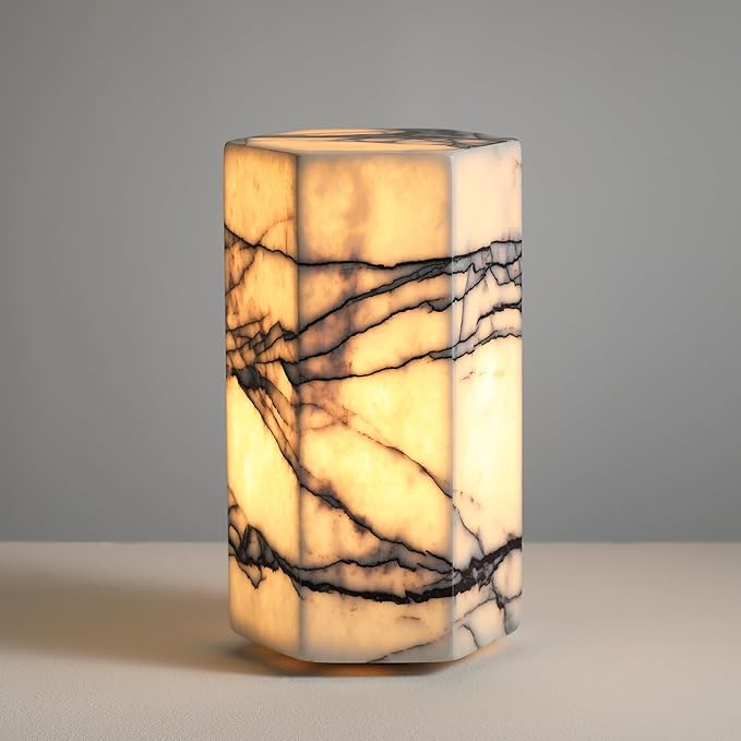 Handcrafted Marble Table Lamp with Tri-Color Dimmable LED