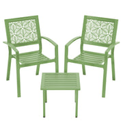 Outdoor Bistro Set for 2 with Stackable Chairs and Coffee Table