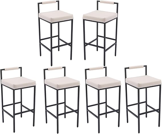 Modern Linen Bar Stools Set of 4 - 30 Inch Counter Height