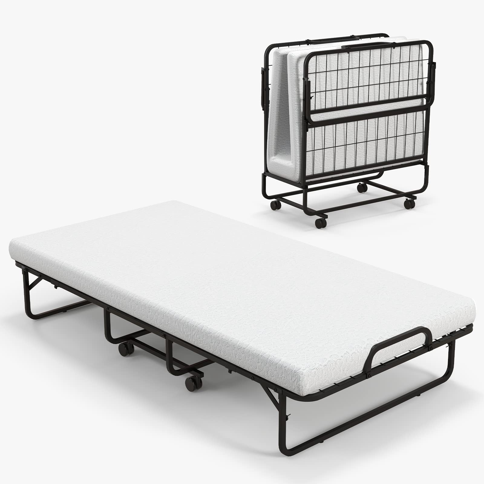 Twin Folding Bed with Memory Foam Mattress