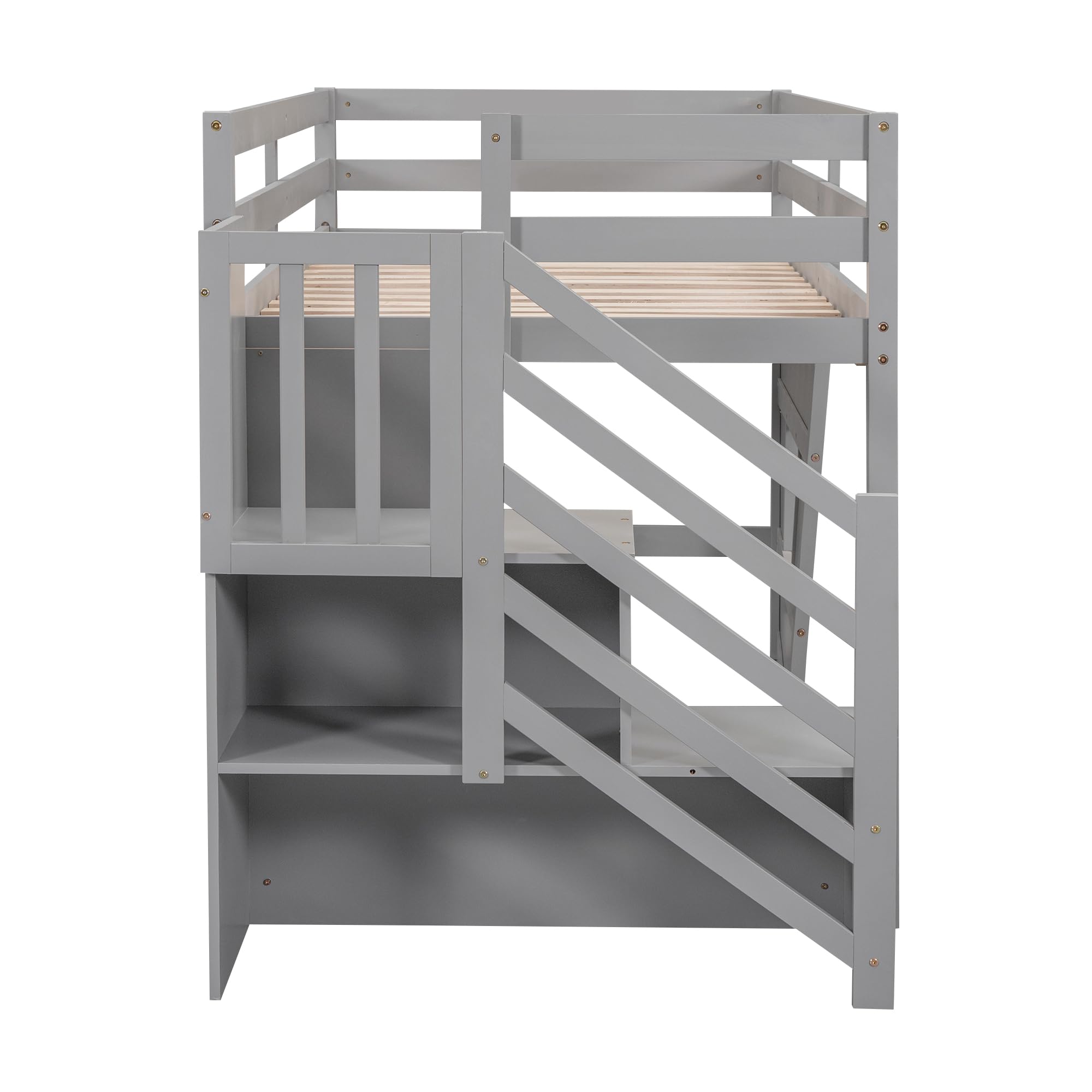 Twin Loft Bed with Storage Staircase and Underbed Space