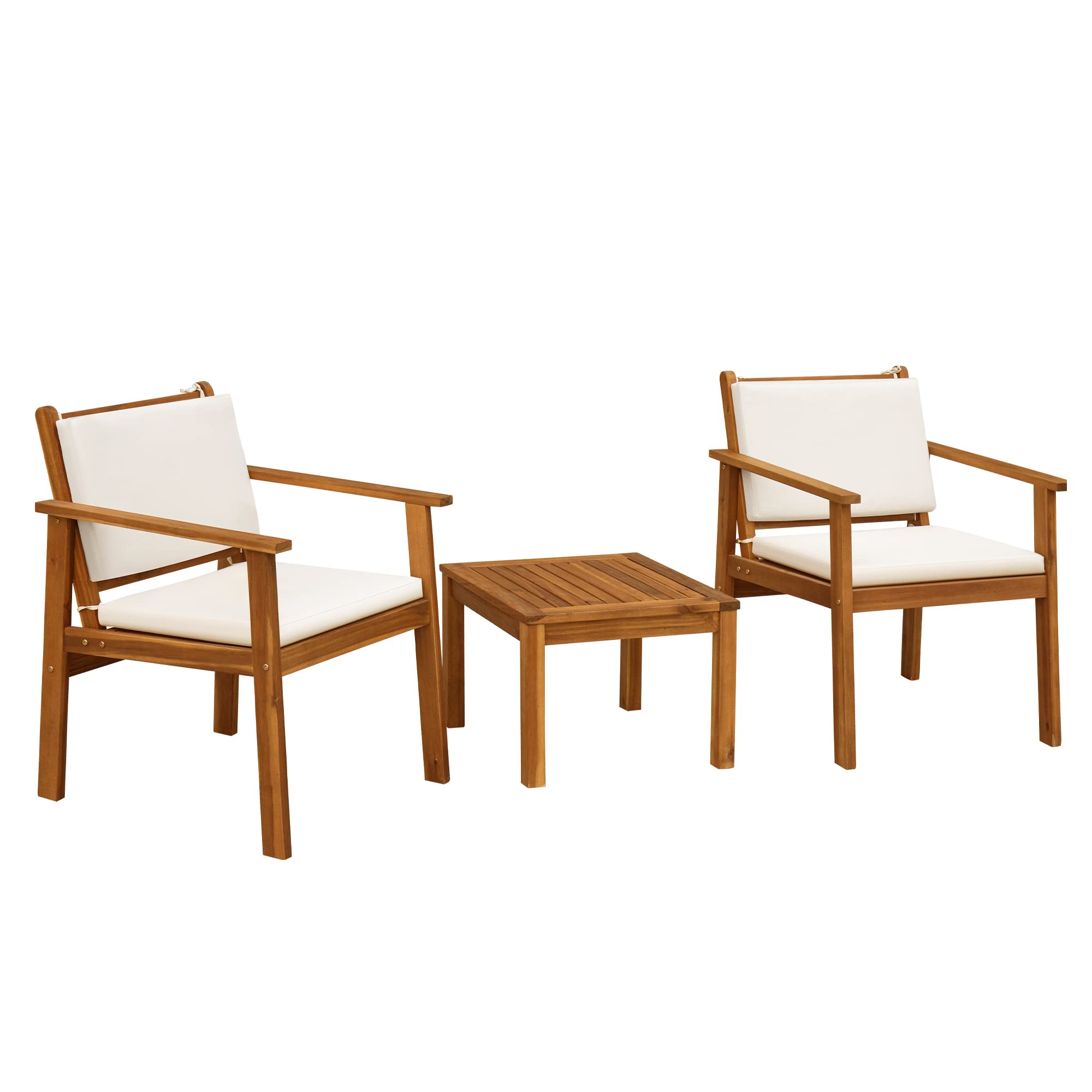 3 Piece Acacia Wood Patio Conversation Set