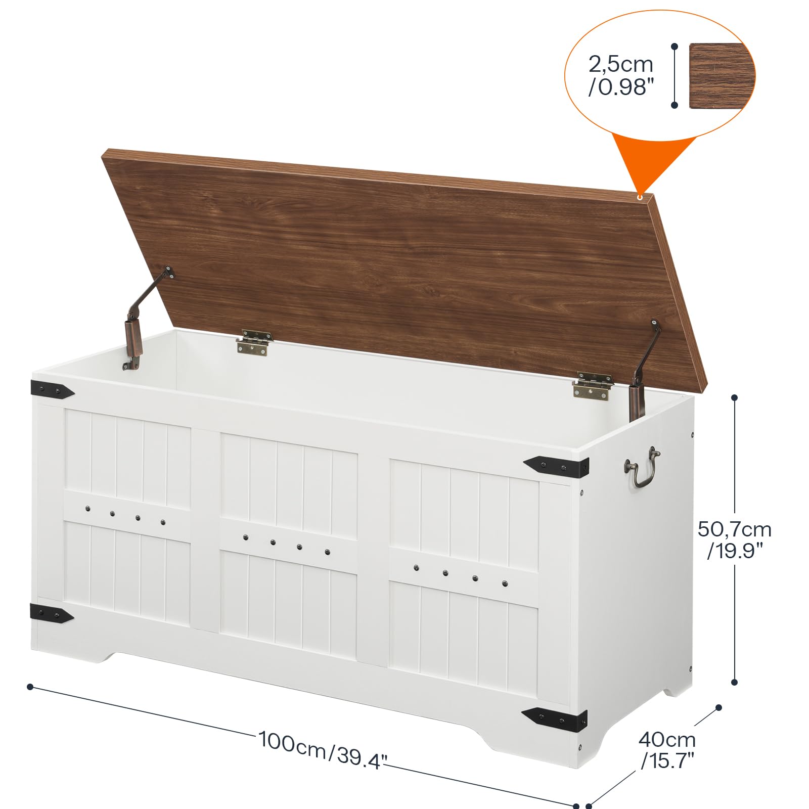 Farmhouse Storage Bench with Safety Hinges