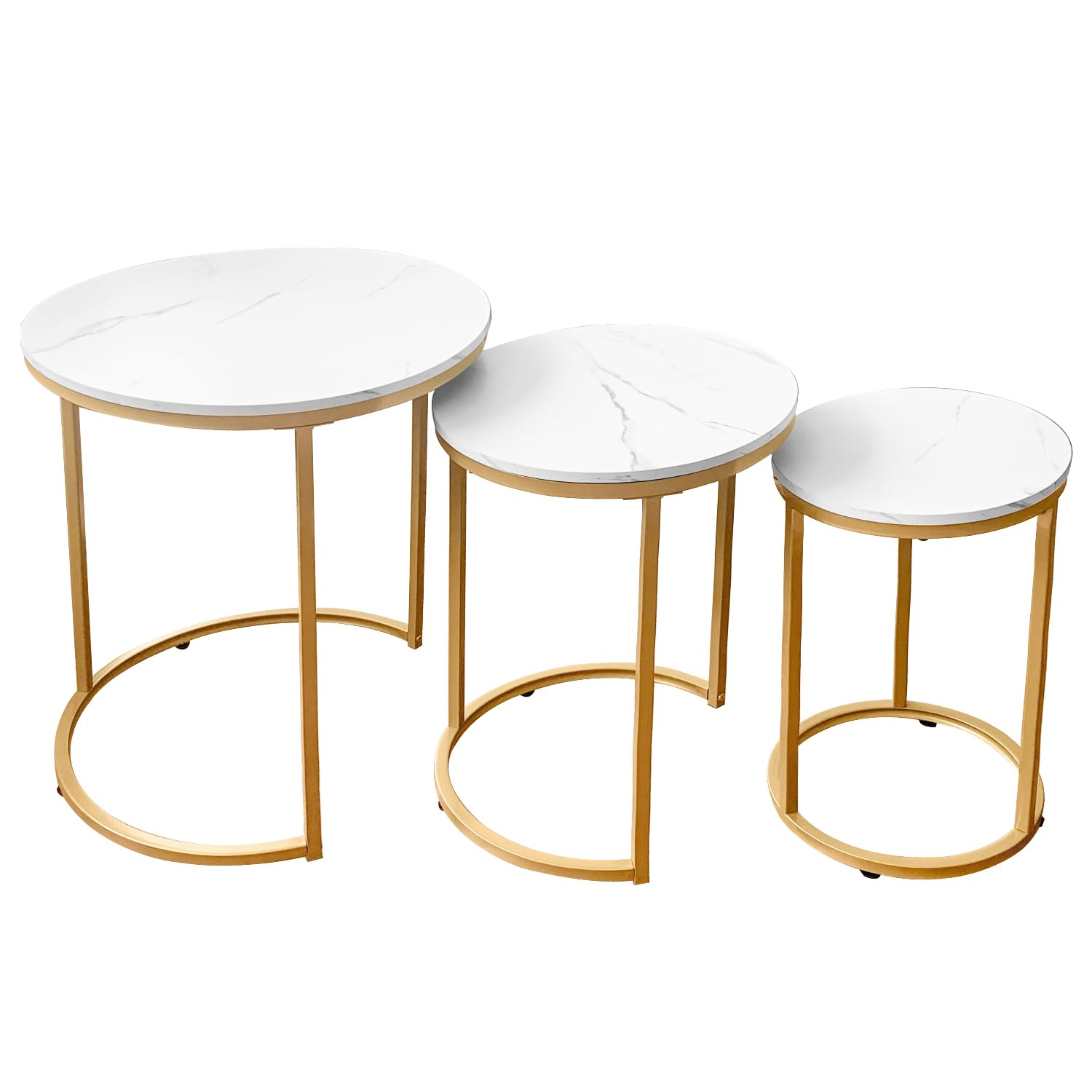 Nesting Tables Set of 3 Round Coffee Side Tables Gold