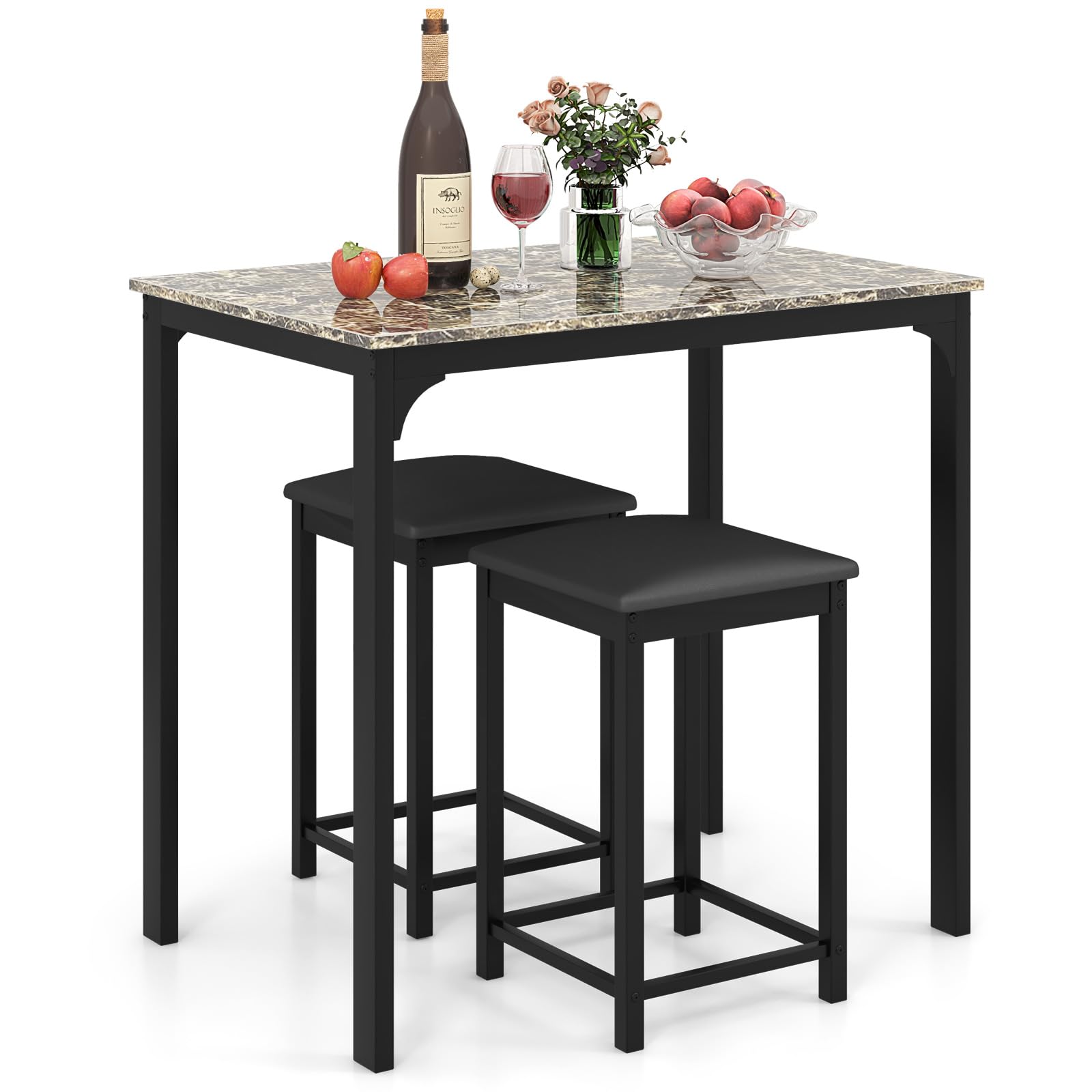 3-Piece Counter Height Dining Set with Bar Stools