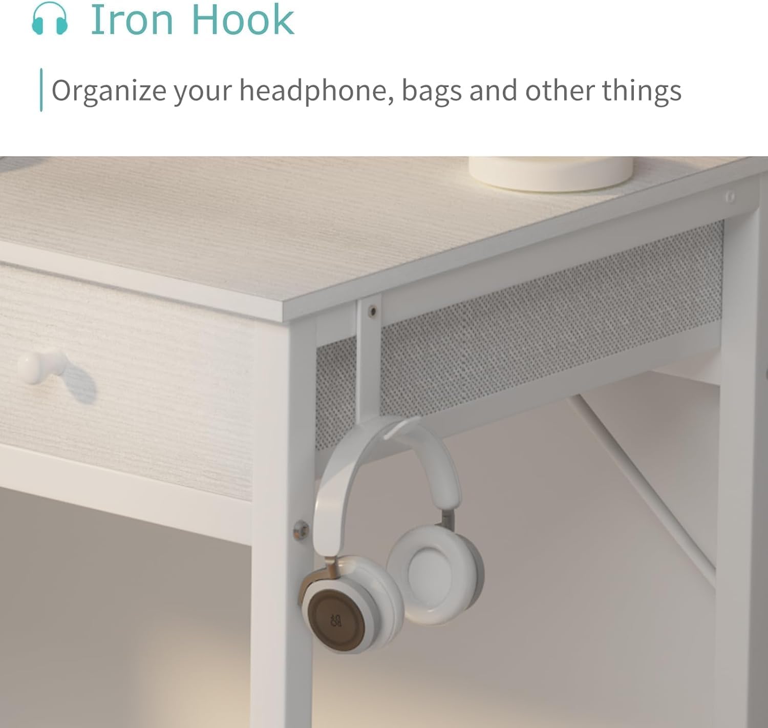 Small White Kids Desk with Drawers