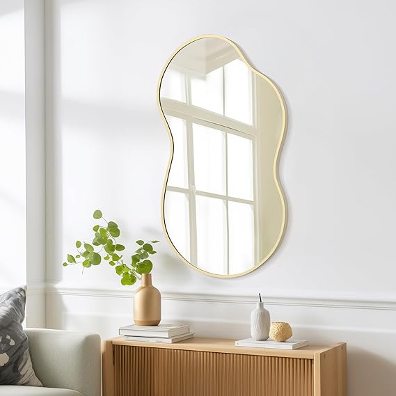 Gold Irregular Wall Mirror with Aluminum Frame