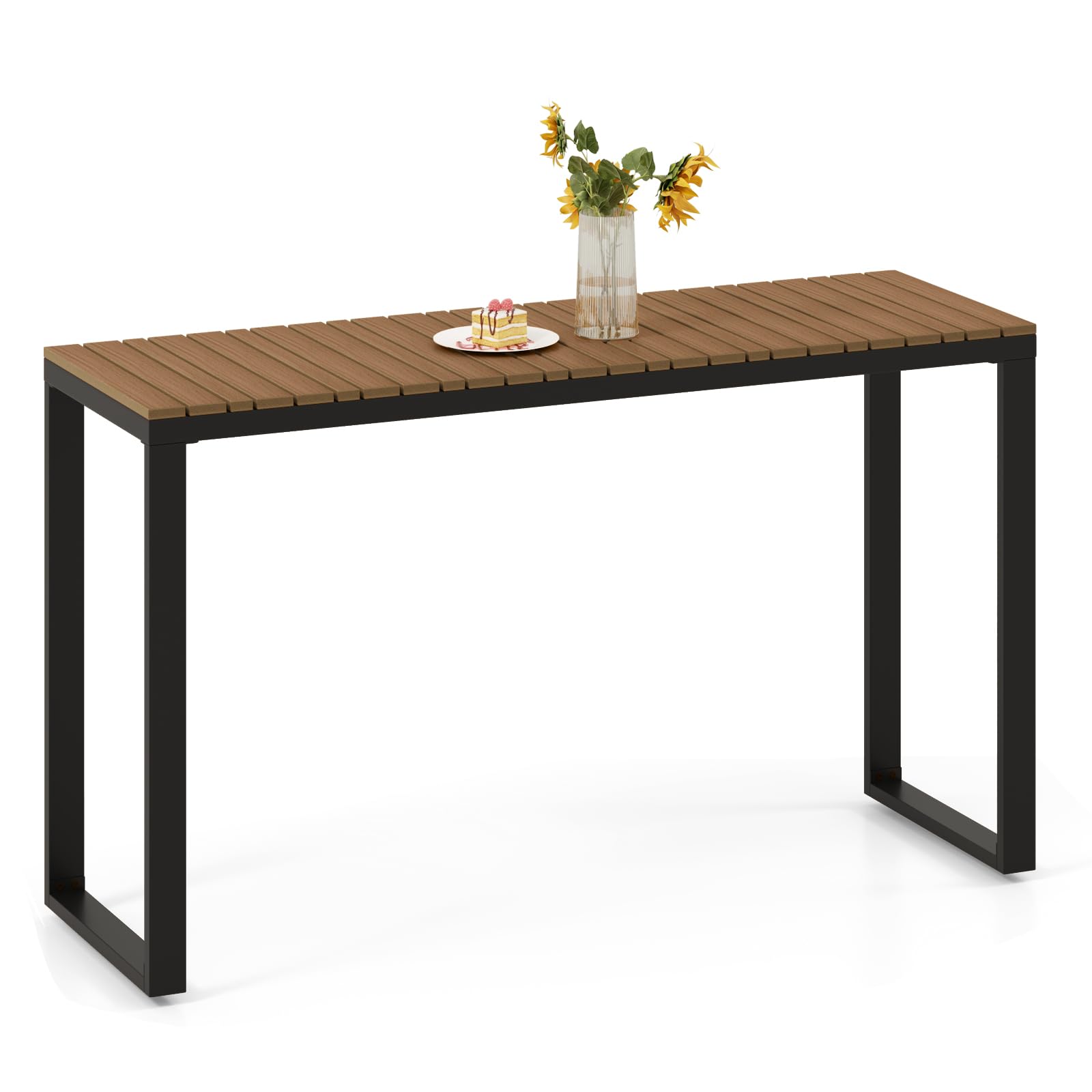 Outdoor Rectangle Console Table with Metal Frame