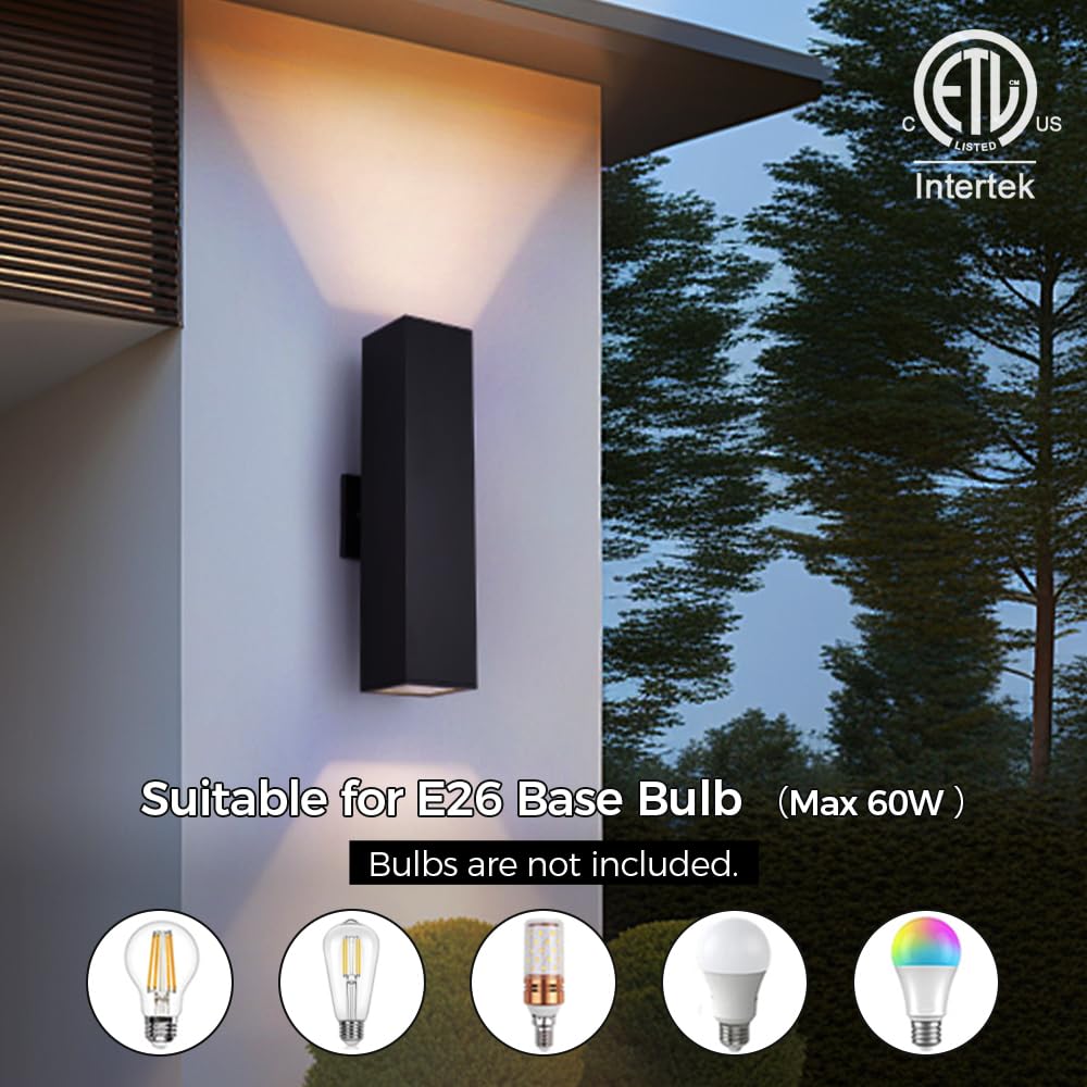 Modern Outdoor Wall Light 18" Black Aluminum