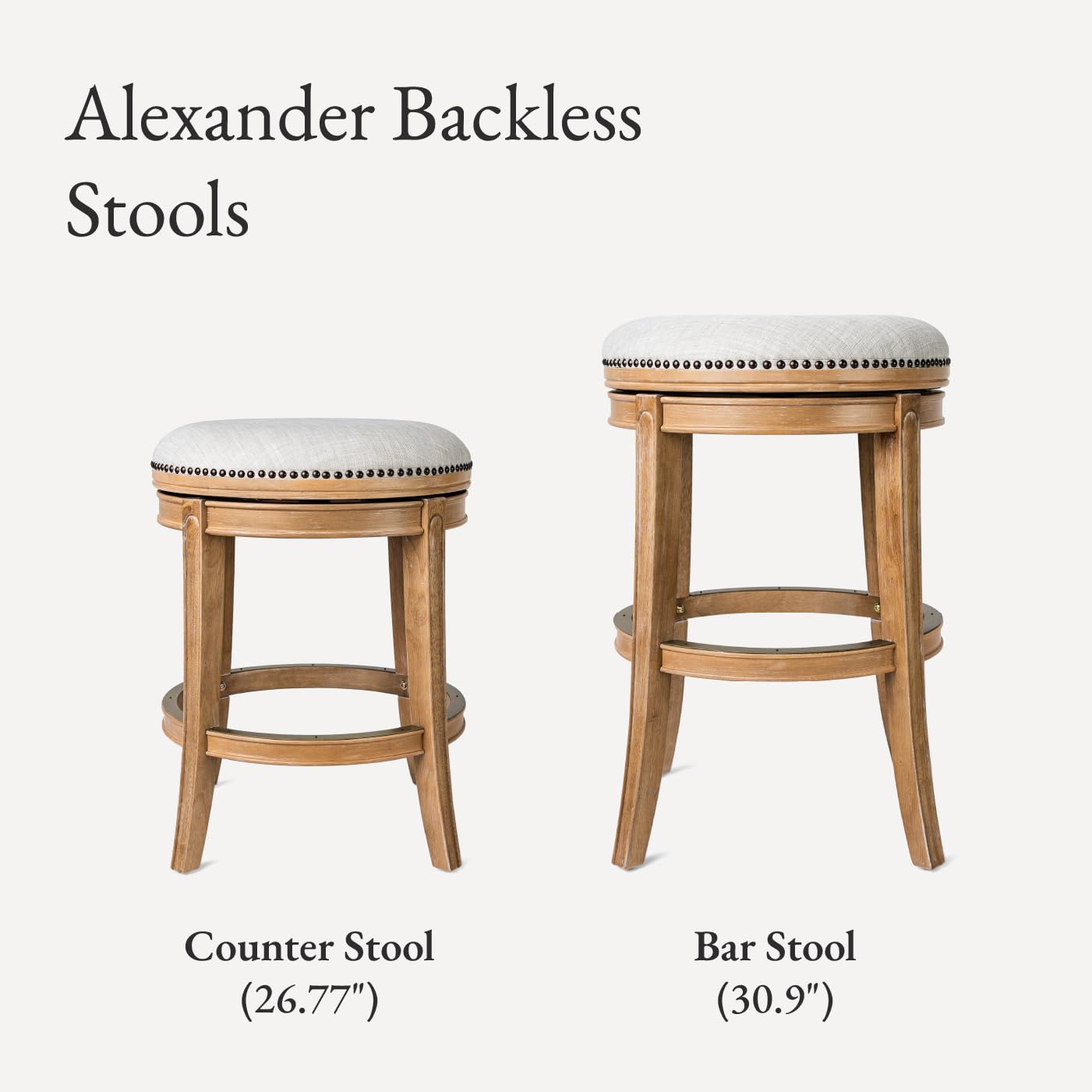 Alexander Backless Counter Stool with 180° Swivel and Footrest