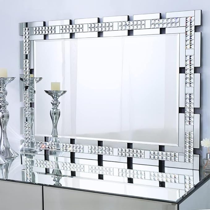 36x24 Crystal Decorative Wall Mirror - Beveled Rectangle