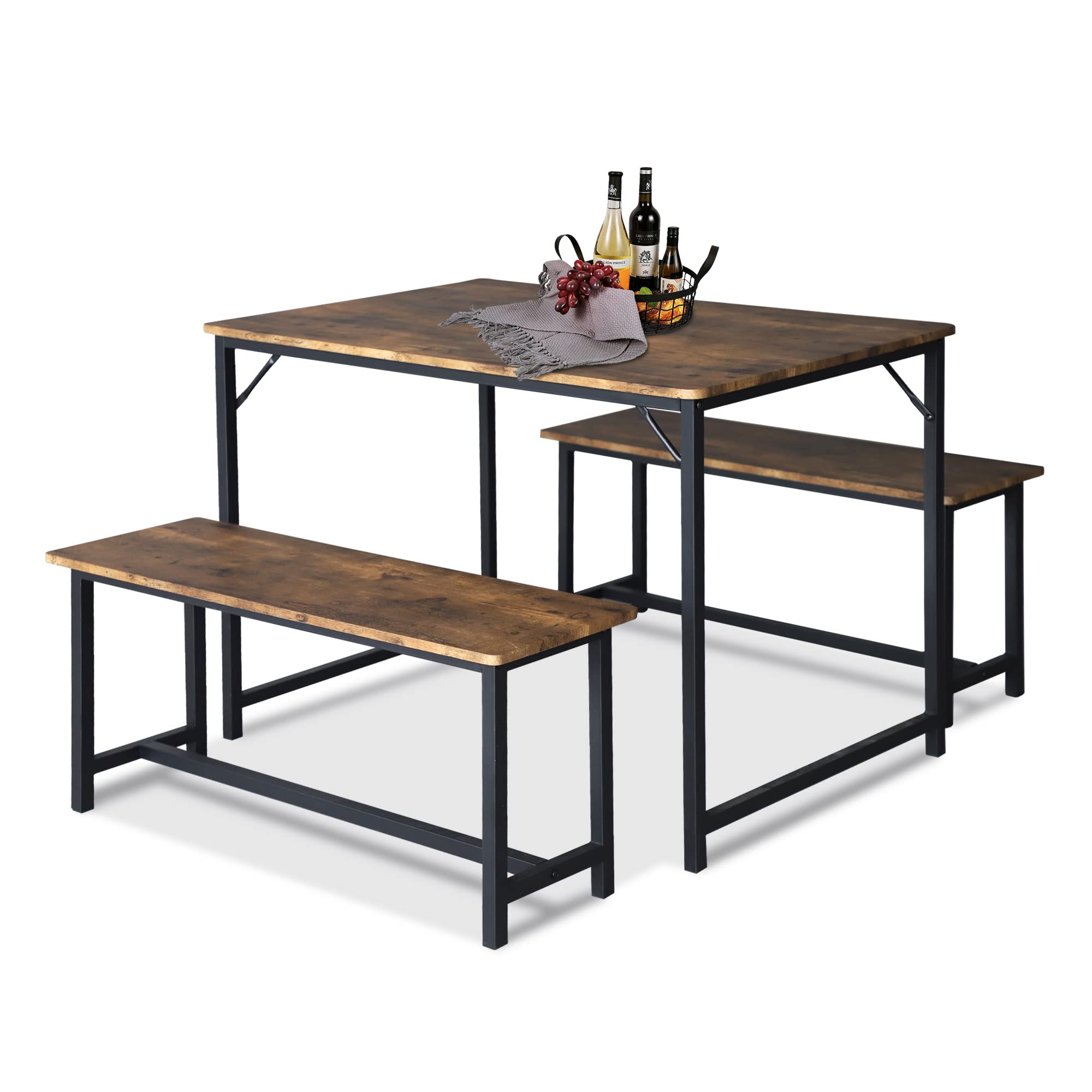 Kitchen Table Set with 2 Benches