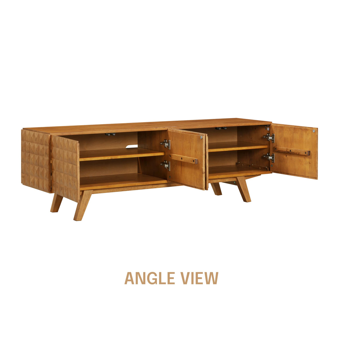 Sapa Mid-Century Modern Solid Wood TV Stand 4-Door Media Console