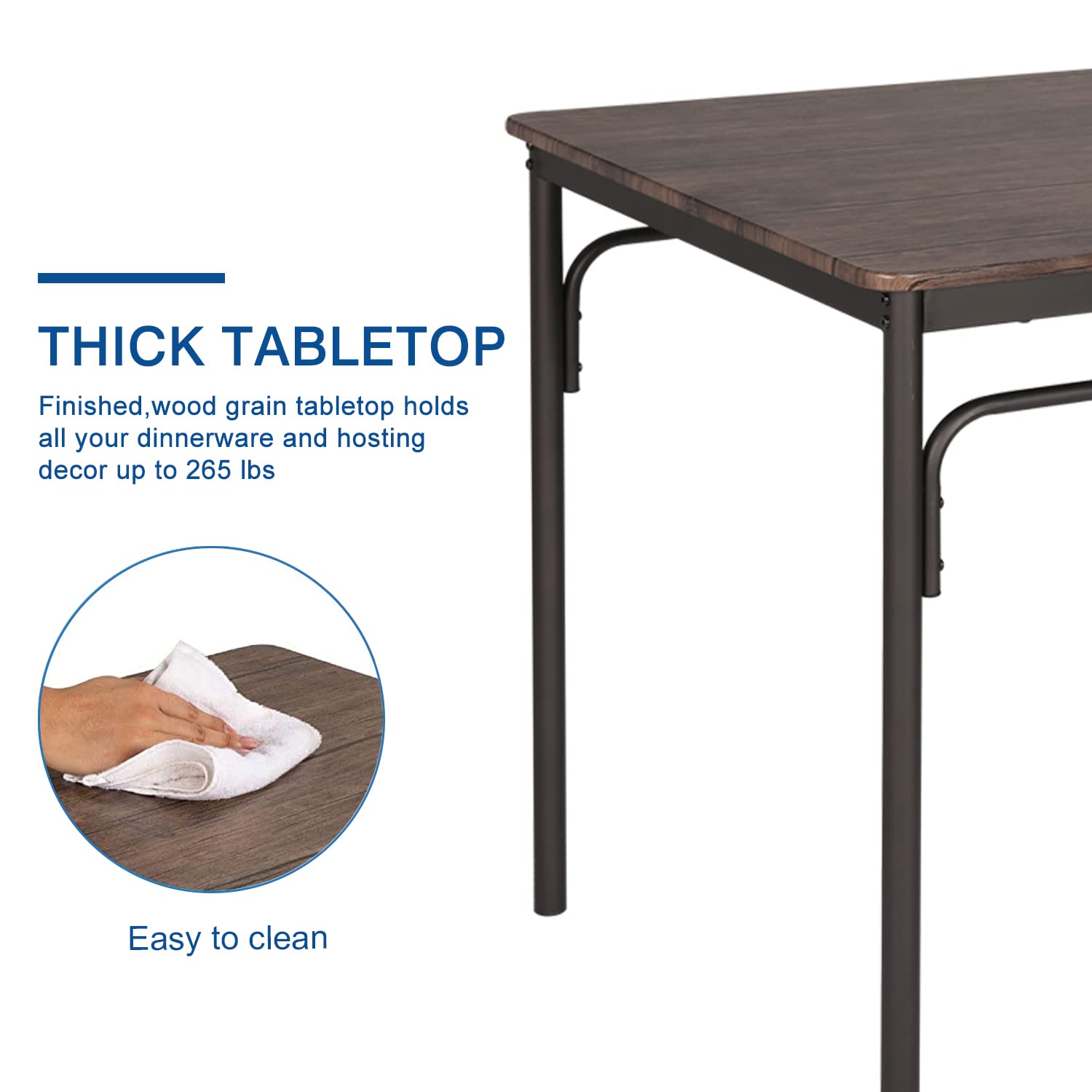 5 Piece Industrial Dining Table Set with 4 Chairs