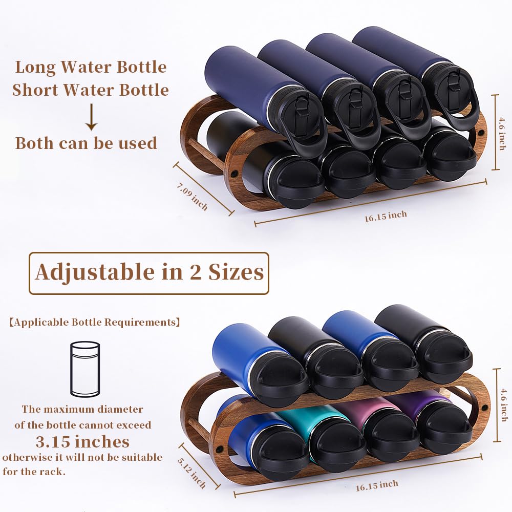 Wine Rack and Water Bottle Organizer 2-in-1 Acacia Wood 2-Tier