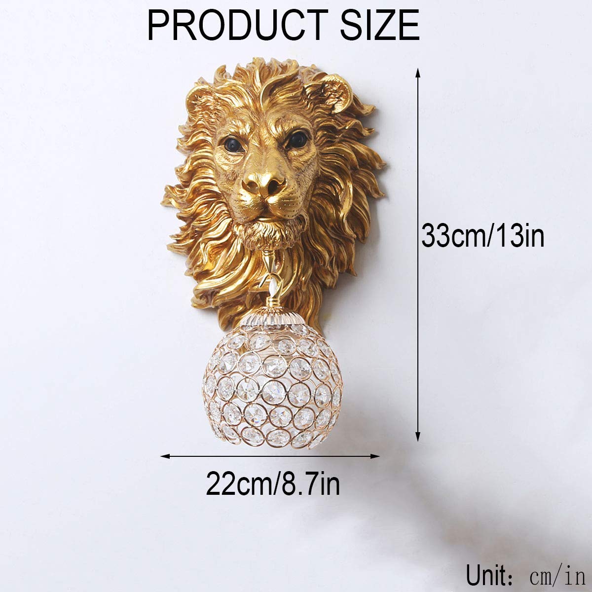 Vintage Gold Lion Wall Sconces Set of 2 with Crystal Beaded Shade