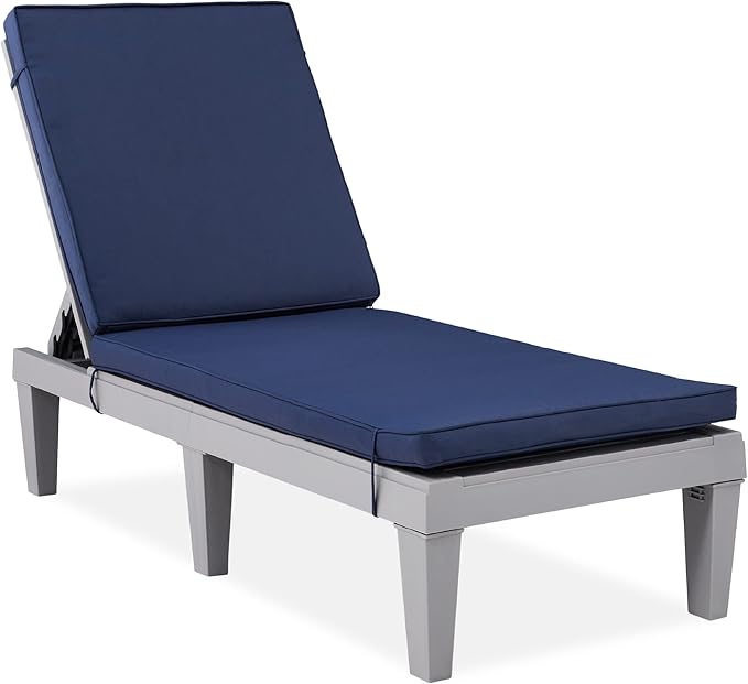 Outdoor Lounge Chair with Adjustable Backrest and Cushion