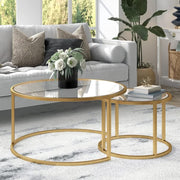 Round Nesting Coffee Table Set of 2 Gold