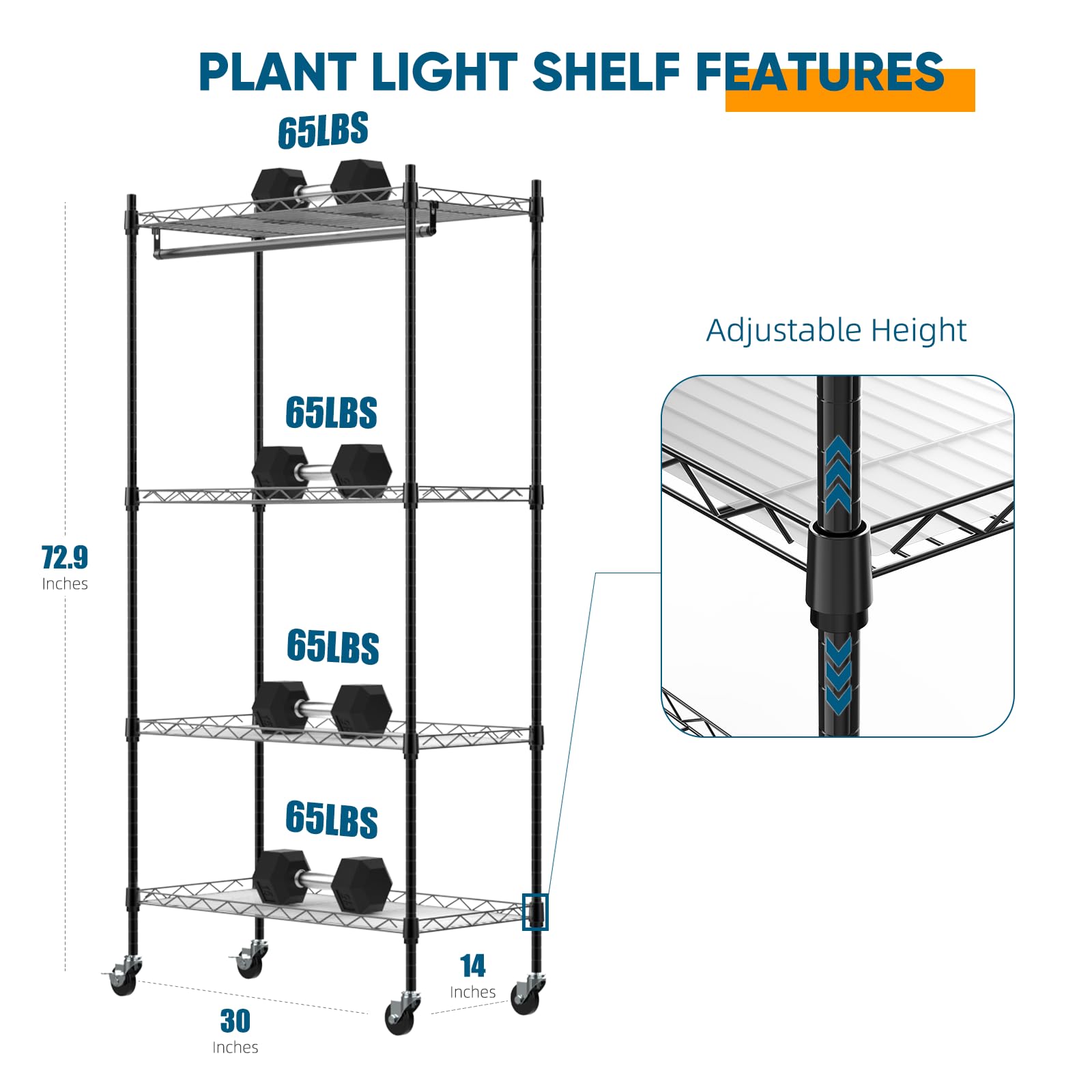 4-Tier Plant Shelf with Grow Light