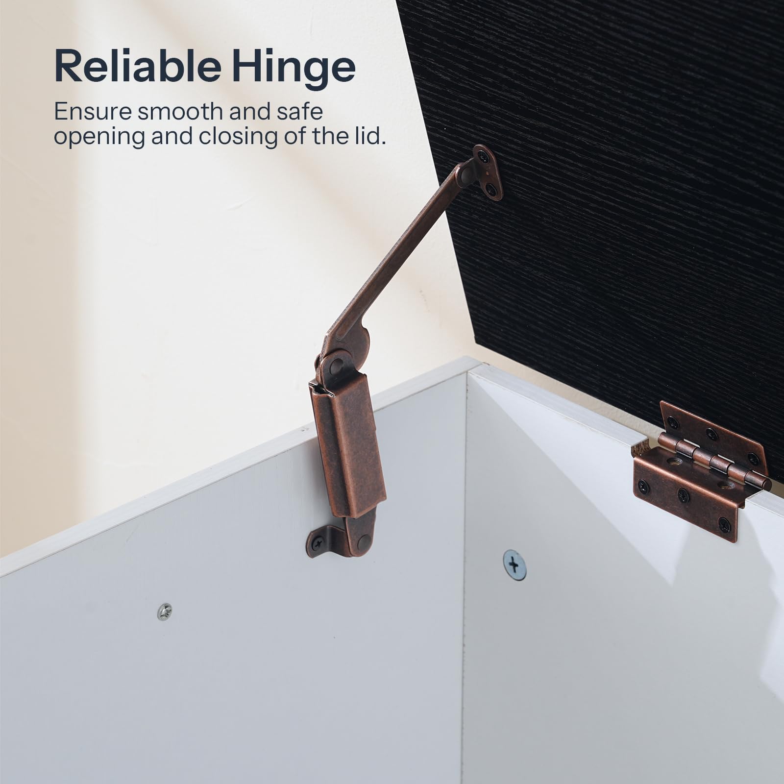 Storage Bench with Dual Drawers and Safe Hinge