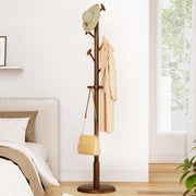 Solid Wood Freestanding Coat Rack with 10 Hooks