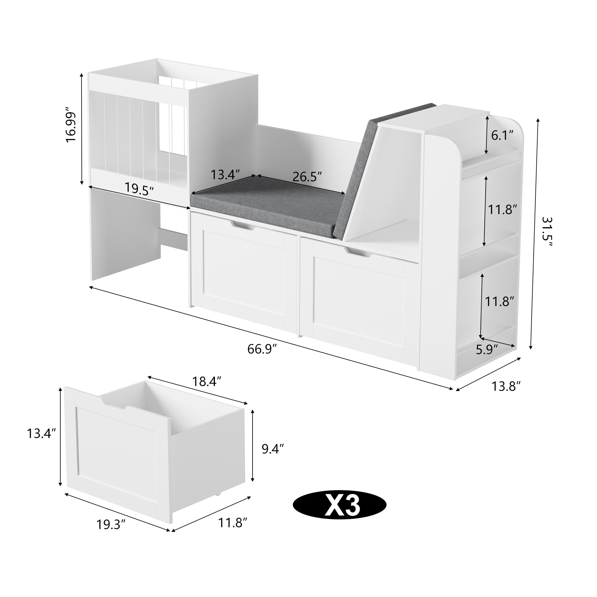 Kids Reading Nook with Storage